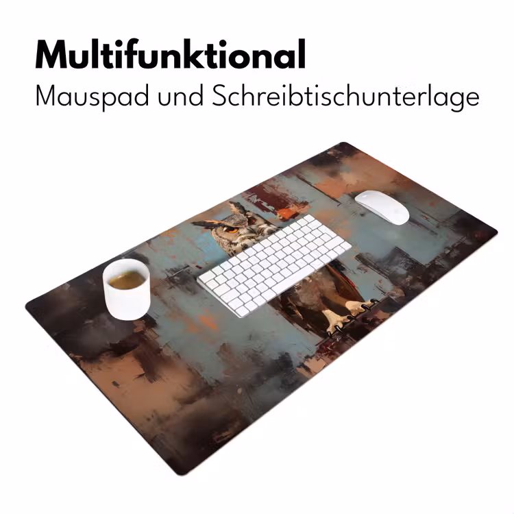 Geschilderd - Abstract - Uil - Bruin Muismat XXL klein -ysfeer4_duits