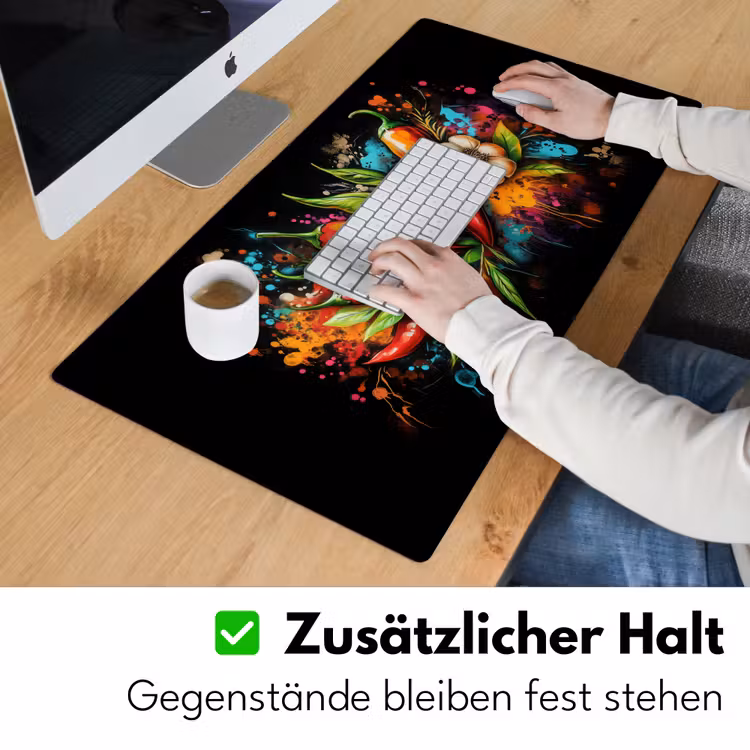 Groente - Peper - Knoflook - Graffiti - Verf - Kleurrijk Muismat XXL klein -ysfeer3_duits