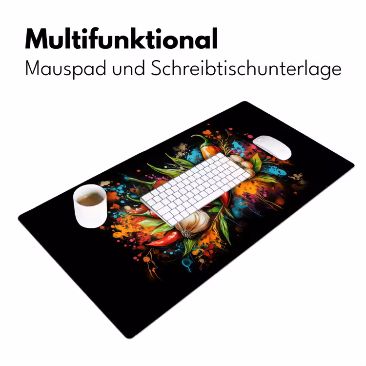 Groente - Peper - Knoflook - Graffiti - Verf - Kleurrijk Muismat XXL klein -ysfeer4_duits
