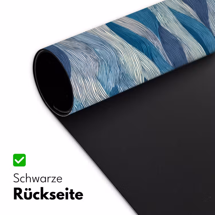 Getekend - Blauw - Wit - Golvend - Streepjes Muismat XXL klein 681 -ysfeer2_duits
