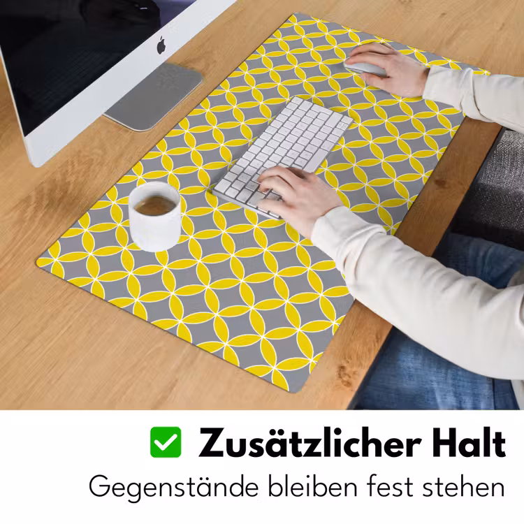 Geometrisch - Cirkels - Modern - Grijs - Geel Muismat XXL klein 681 -ysfeer3_duits