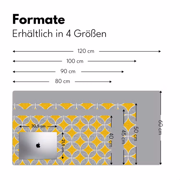 Geometrisch - Cirkels - Textuur - Grijs - Geel Muismat XXL klein 681 -ysfeer5_duits