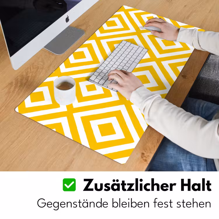 Geometrisch - Lijnen - Modern - Geel - Wit Muismat XXL klein 681 -ysfeer3_duits