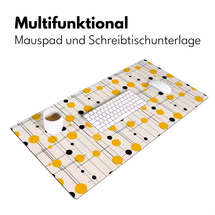 Geometrisch - Retro - Lijnen - Okergeel - Zwart Muismat XXL klein 681 -ysfeer4_duits