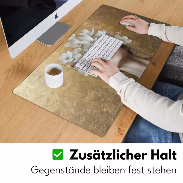 Gezicht - Bloemen - Goud - Abstract Muismat XXL klein -ysfeer3_duits