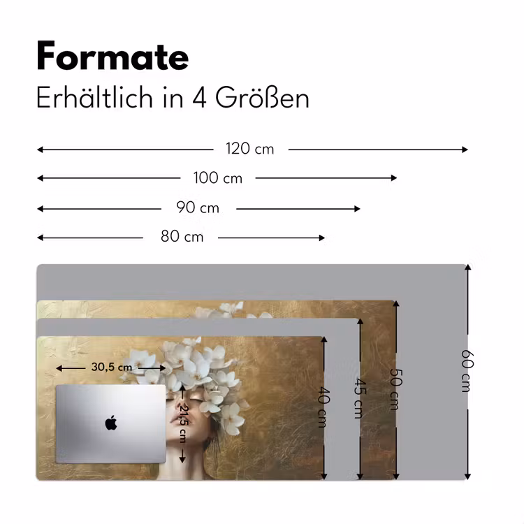 Gezicht - Bloemen - Goud - Abstract Muismat XXL klein -ysfeer5_duits