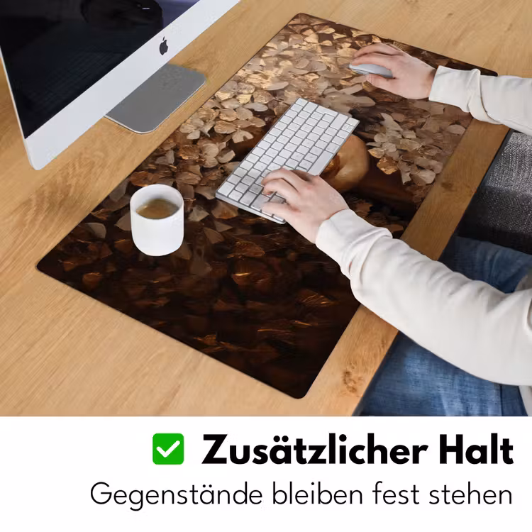Gezicht - Vrouwe - Bladeren - Penseelstreken Muismat XXL klein -ysfeer3_duits