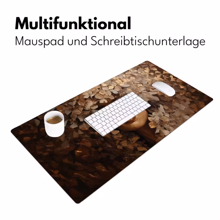 Gezicht - Vrouwe - Bladeren - Penseelstreken Muismat XXL klein -ysfeer4_duits