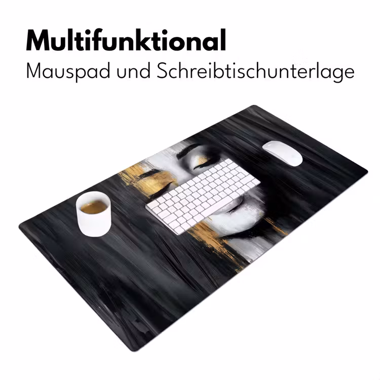 Gezicht - Vrouw - Penseelstreken - Abstract Muismat XXL klein -ysfeer4_duits