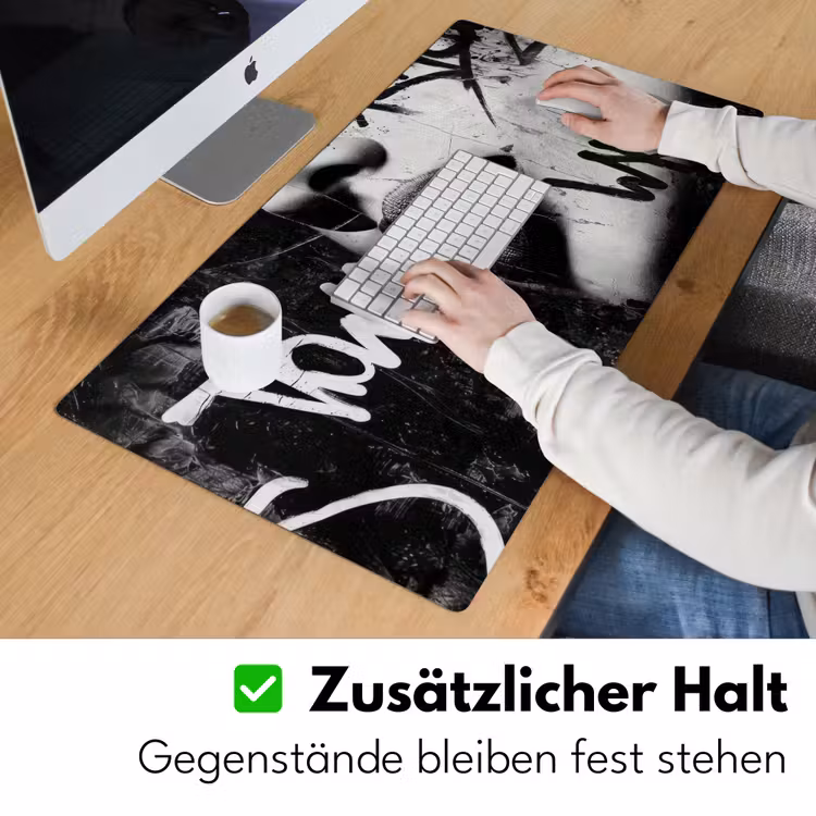 Gezicht - Mond - Graffiti - Zwart Muismat XXL klein -ysfeer3_duits