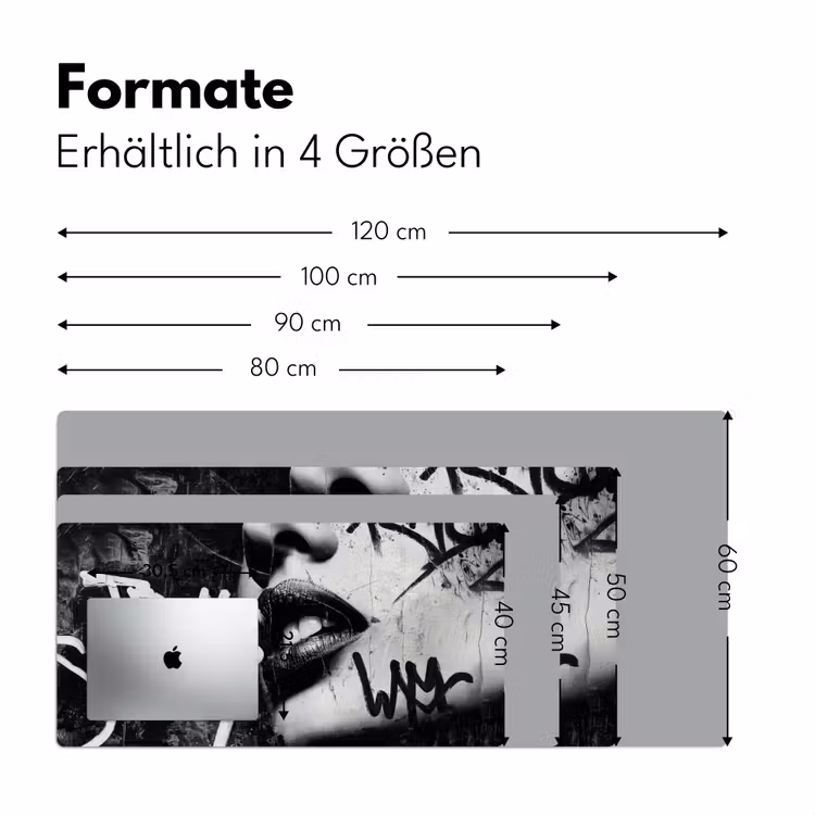 Gezicht - Mond - Graffiti - Zwart Muismat XXL klein -ysfeer5_duits