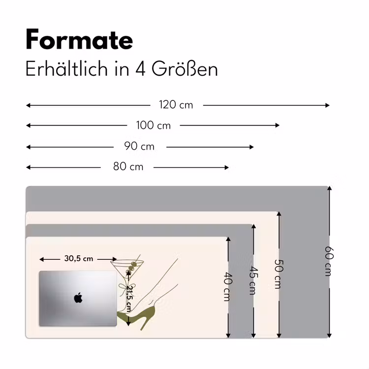 Schreibtischunterlage - Getränk – Martini – High Heels – Mode – Grün - Drank - Martini - Hoge hak - Mode - Groen Muismat XXL klein