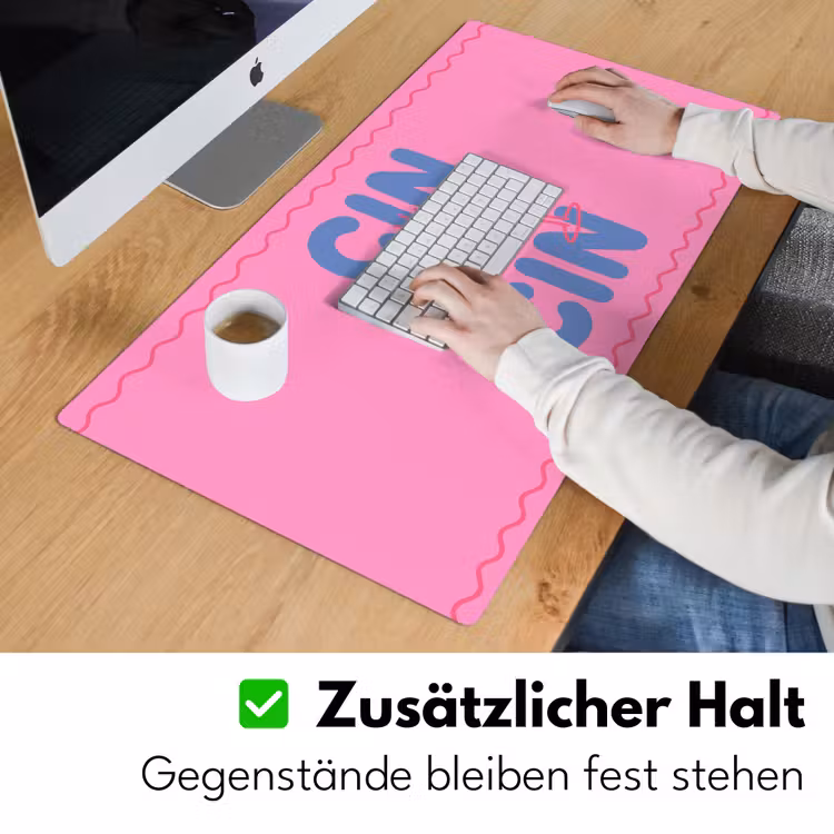 Schreibtischunterlage - Getränke – Gläser – Prost – Modern – Rosa - Drank - Glazen - Proost - Modern - Roze Muismat XXL klein