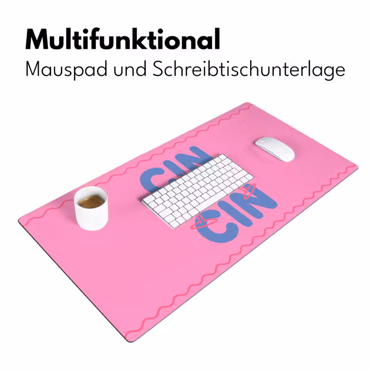 Schreibtischunterlage - Getränke – Gläser – Prost – Modern – Rosa - Drank - Glazen - Proost - Modern - Roze Muismat XXL klein