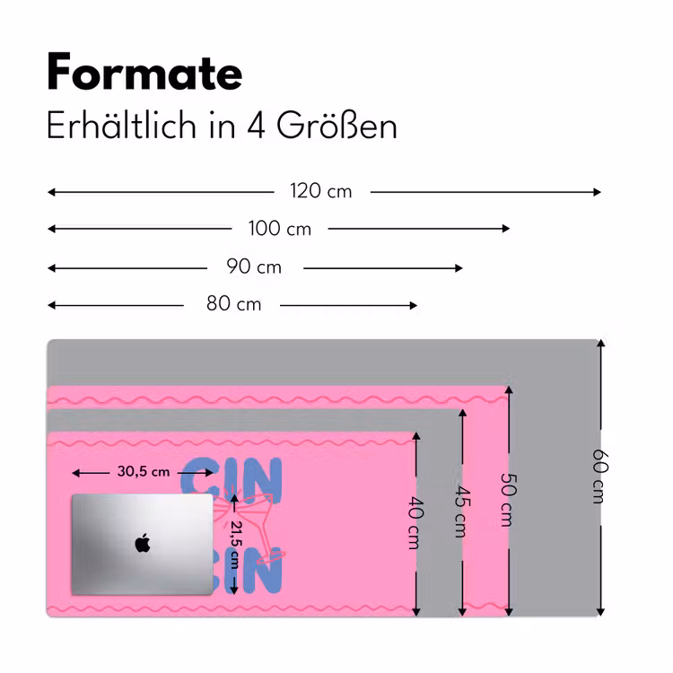 Schreibtischunterlage - Getränke – Gläser – Prost – Modern – Rosa - Drank - Glazen - Proost - Modern - Roze Muismat XXL klein