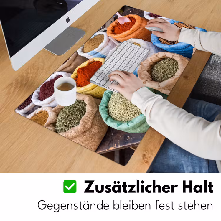 Schreibtischunterlage - Gewürze – Beutel – Markt - Kruiden - Zakken - Markt Muismat XXL klein