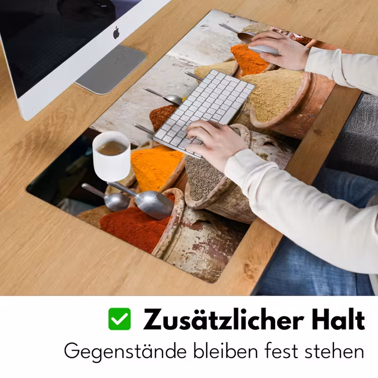 Schreibtischunterlage - Gewürze – Gläser – Orientalisch - Kruiden - Potten - Oosters Muismat XXL klein