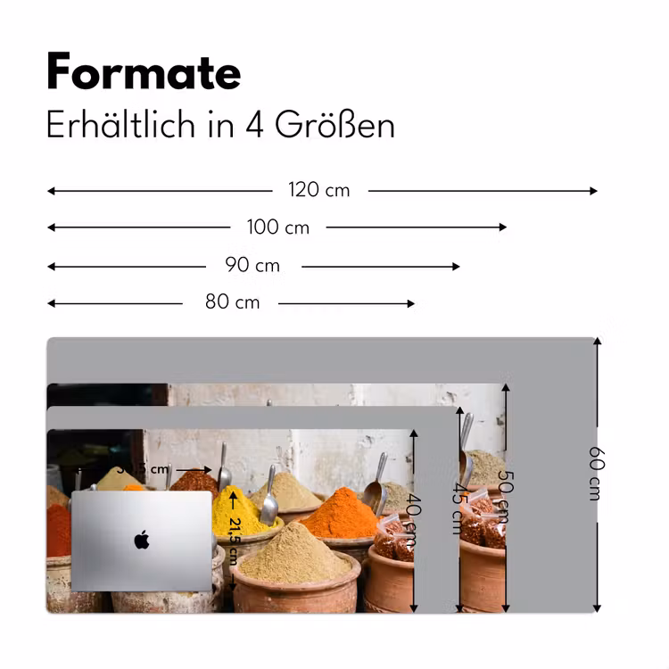 Schreibtischunterlage - Gewürze – Gläser – Orientalisch - Kruiden - Potten - Oosters Muismat XXL klein