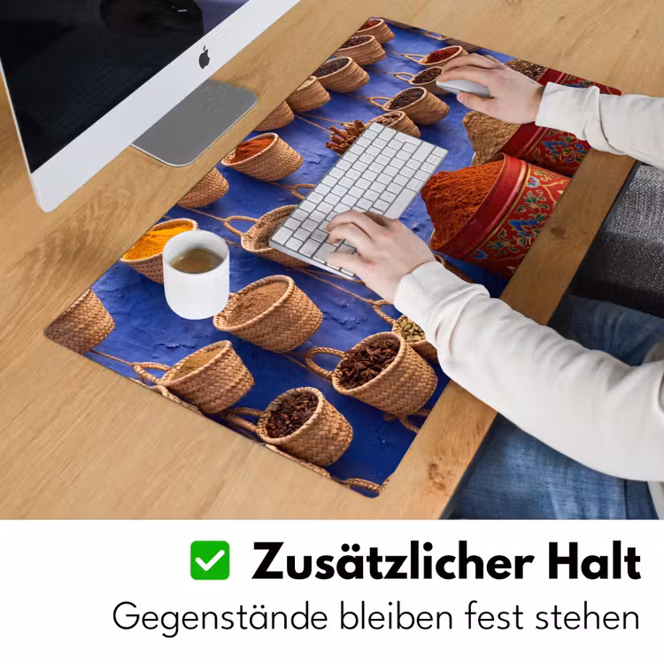 Schreibtischunterlage - Gewürze – Körbe – Markt - Kruiden - Manden - Markt Muismat XXL klein