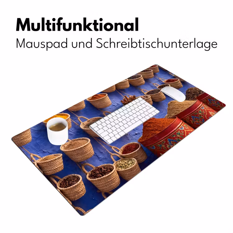 Schreibtischunterlage - Gewürze – Körbe – Markt - Kruiden - Manden - Markt Muismat XXL klein