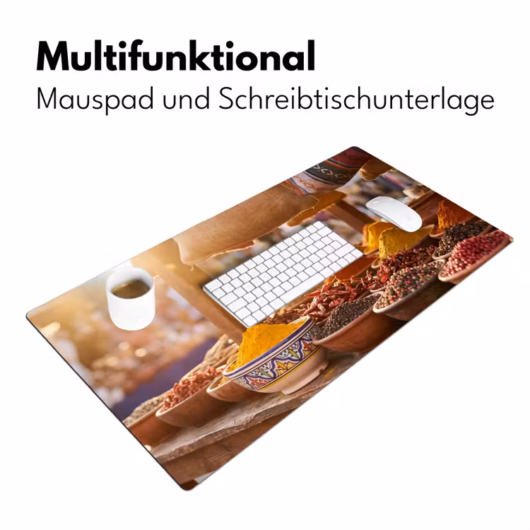Schreibtischunterlage - Gewürze – Markt – Bunt - Specerijen - Markt - Kleurrijk Muismat XXL klein