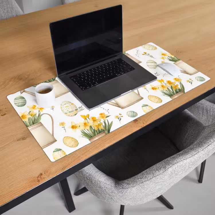 Gieter - Bloemen - Eieren Muismat XXL klein -sfeer1