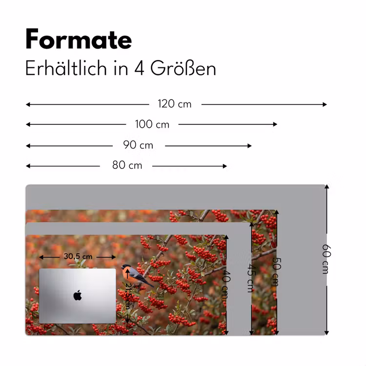 Goudvink - Bessen - Herfst - Natuur - Kleurrijk Muismat XXL klein -ysfeer5_duits