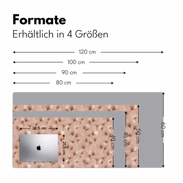 Ginkgo - Patroon - Roze Muismat XXL klein 681 -ysfeer5_duits