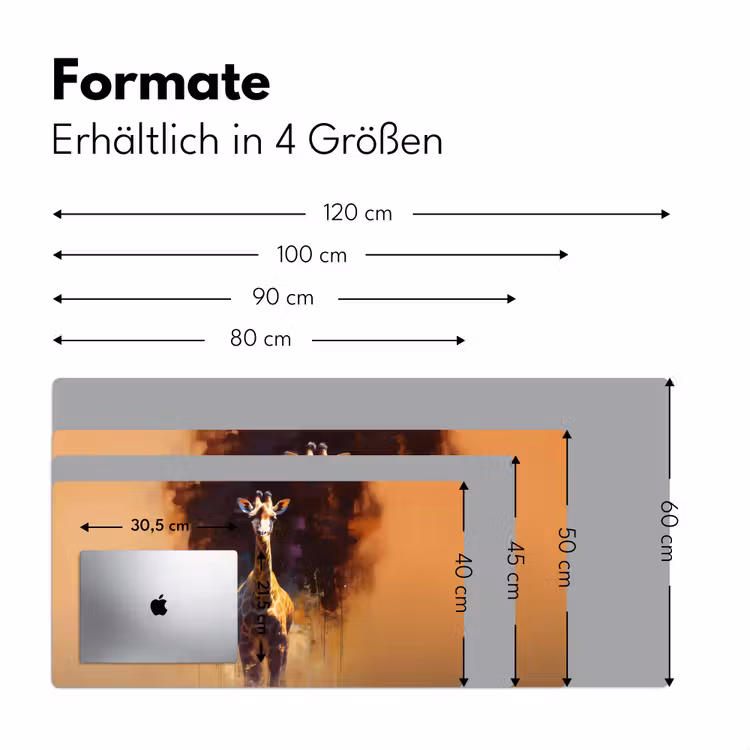 Giraf - Bruin - Abstract - Geschilderd Muismat XXL klein -ysfeer5_duits