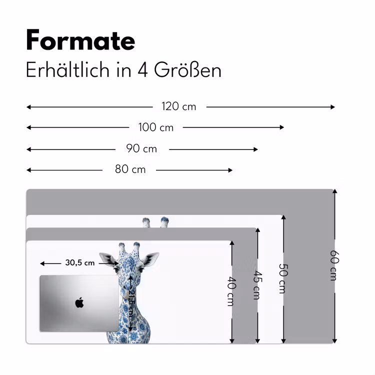 Giraffe - Delfts blauw - Dieren - Minimalistisch Muismat XXL klein -ysfeer5_duits