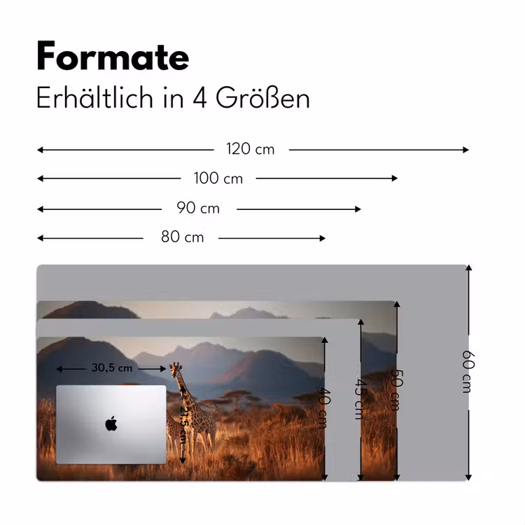 Giraffen - Hoog gras - Acaciabomen Muismat XXL klein -ysfeer5_duits