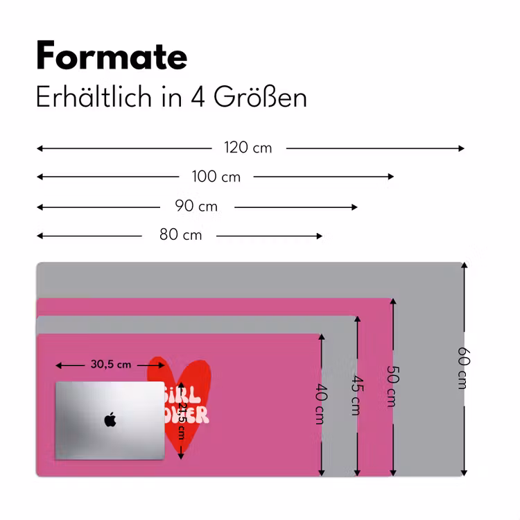 Girl power - Hart - Roze - Rood Muismat XXL klein -ysfeer5_duits