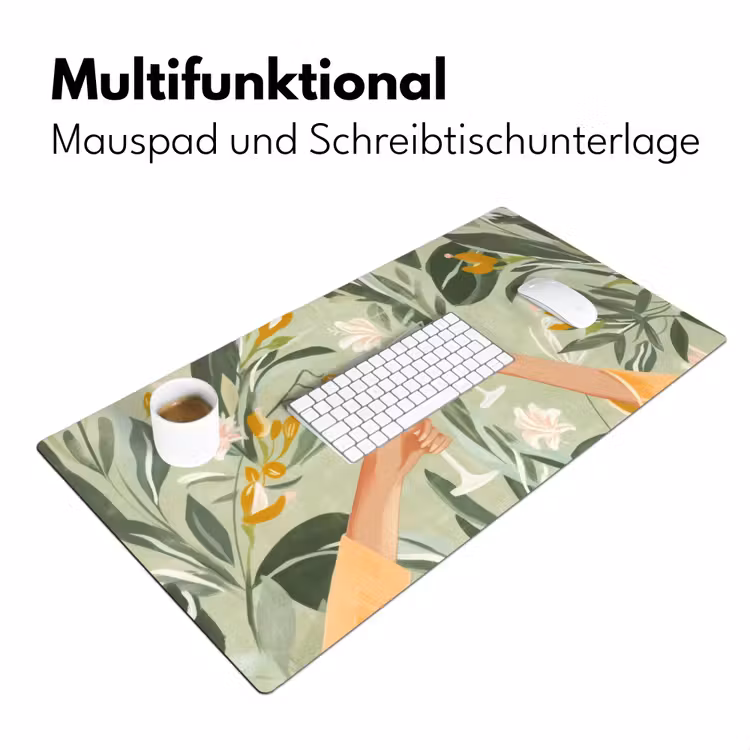 Glazen - Proosten - Bladeren - Groen Muismat XXL klein -ysfeer4_duits
