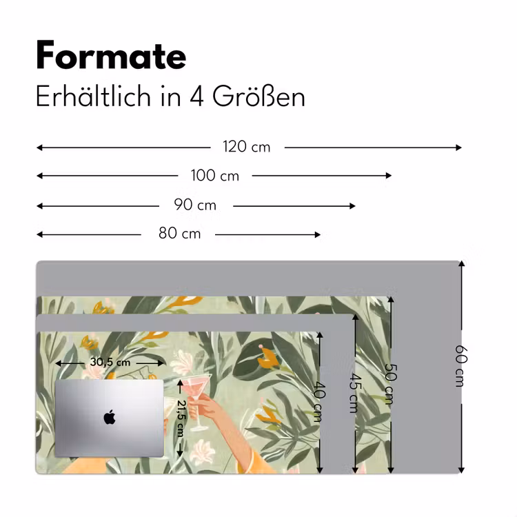 Glazen - Proosten - Bladeren - Groen Muismat XXL klein -ysfeer5_duits
