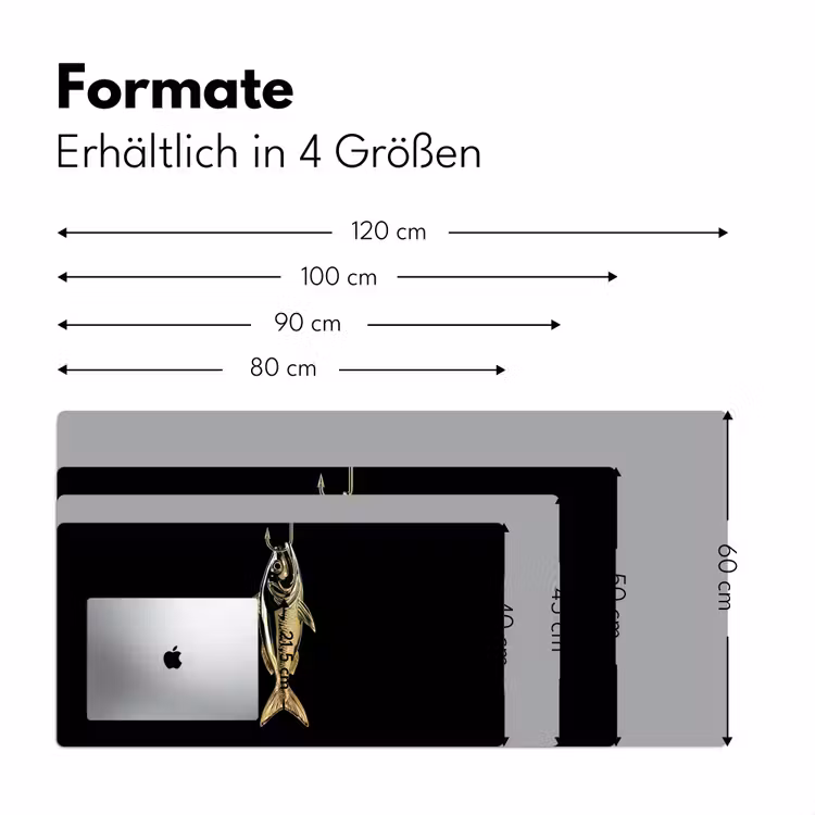 Goud - Vis - Haak - Zwart Muismat XXL klein -ysfeer5_duits