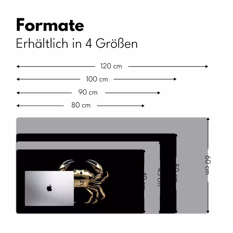 Goud - Krab - Dieren - Zwart Muismat XXL klein -ysfeer5_duits