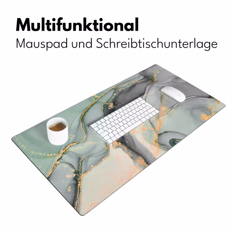 Goud - Marmer - Groen - luxe - Glitter - Marmerlook Muismat XXL klein -ysfeer4_duits