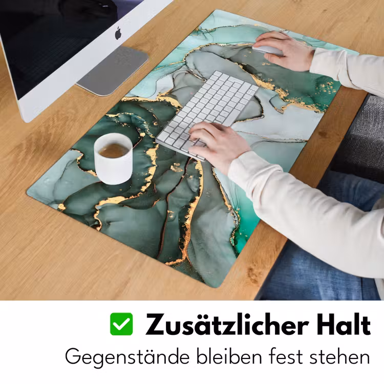 Goud - Marmer - Groen - Luxe - Marmerlook - Grijs Muismat XXL klein -ysfeer3_duits
