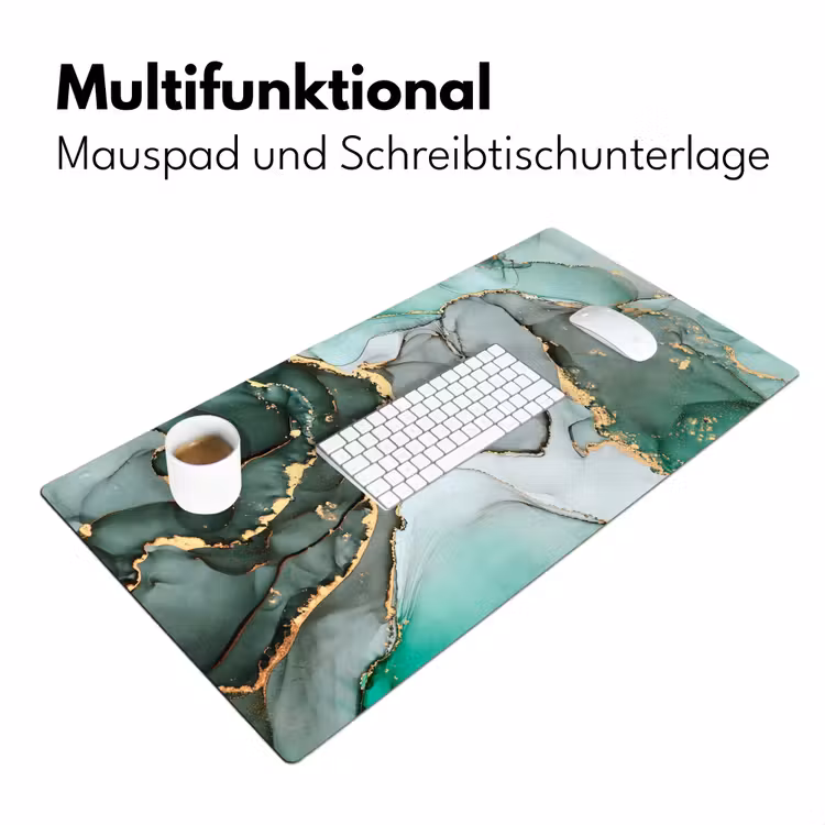 Goud - Marmer - Groen - Luxe - Marmerlook - Grijs Muismat XXL klein -ysfeer4_duits