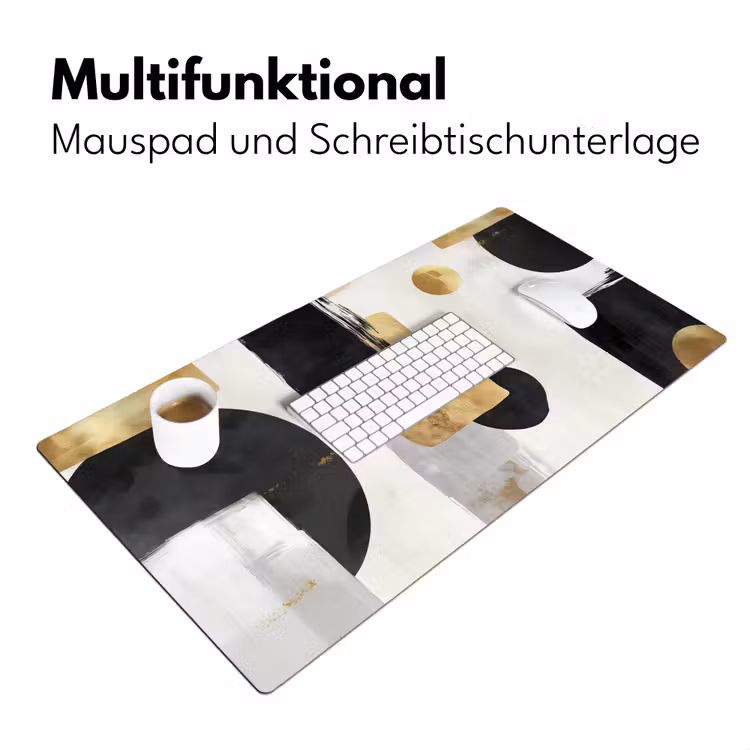 Goud - Rechthoeken - Cirkels - Abstract Muismat XXL klein -ysfeer4_duits