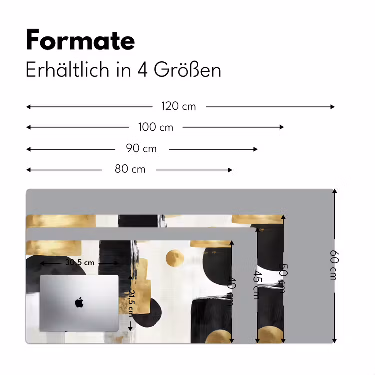 Goud - Rechthoeken - Cirkels - Abstract Muismat XXL klein -ysfeer5_duits
