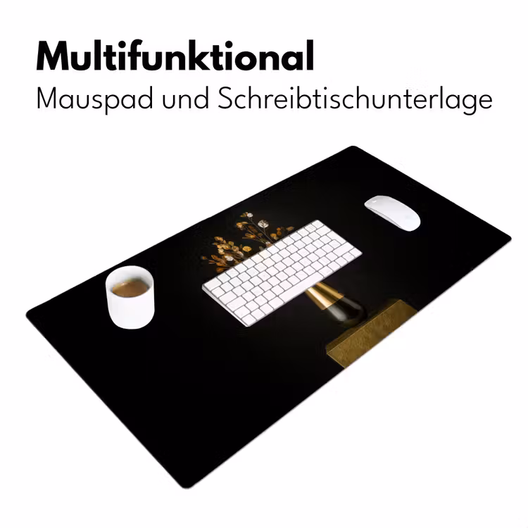 Goudbruine - Bladeren - Vaas - Herfstachtig Muismat XXL klein -ysfeer4_duits