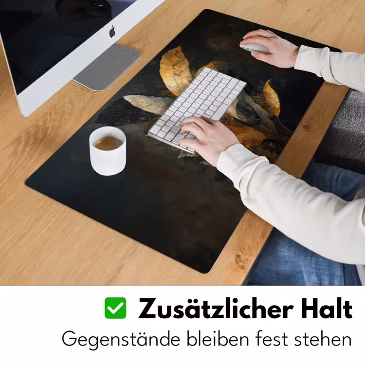 Gouden Bladcompositie – Botanische Luxe Muismat XXL klein -ysfeer3_duits