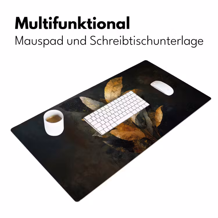 Gouden Bladcompositie – Botanische Luxe Muismat XXL klein -ysfeer4_duits