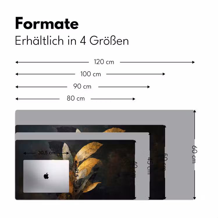 Gouden Bladcompositie – Botanische Luxe Muismat XXL klein -ysfeer5_duits