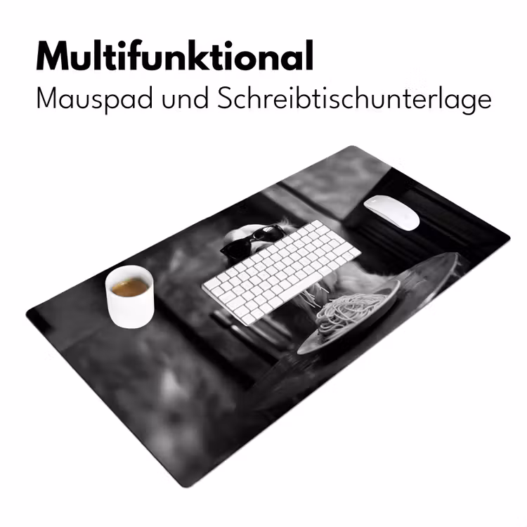 Golden Retriever - Hond - Vrolijk -  Bord spaghetti - Zwart - wit Muismat XXL klein -ysfeer4_duits