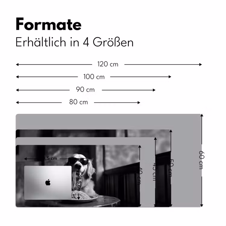 Golden Retriever - Hond - Vrolijk -  Bord spaghetti - Zwart - wit Muismat XXL klein -ysfeer5_duits