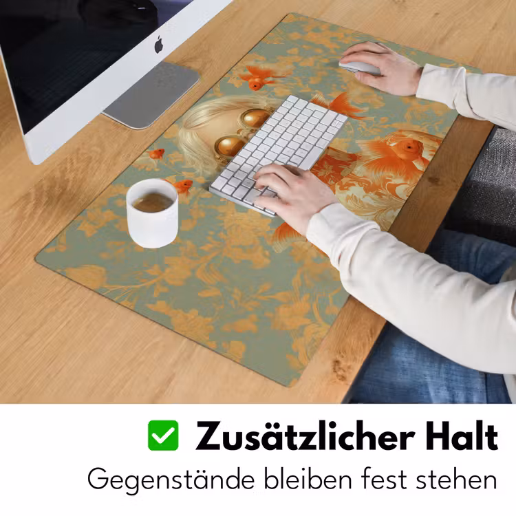 Goudvissen - Oranje - Vrouw - Blond Muismat XXL klein -ysfeer3_duits