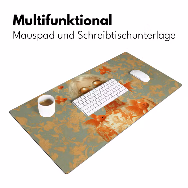 Goudvissen - Oranje - Vrouw - Blond Muismat XXL klein -ysfeer4_duits