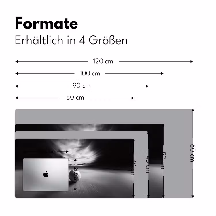 Golfbal - Wazig - Zwart Muismat XXL klein -ysfeer5_duits